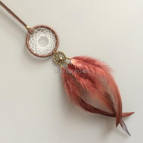 Jingle bells feather dream catcher car home hanging small dream catchers with brown feather free shipping