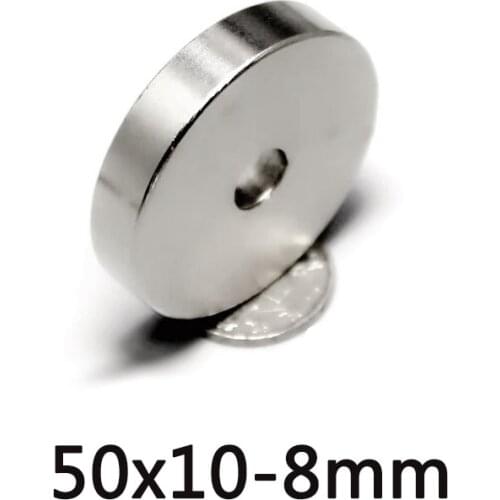3/5/10PCS 50X10-8 Strong Cylinder Rare Earth Magnet 50*10 Hole 8mm Round Neodymium Magnetic Magnets N35 50x10-8mm 50*10-8