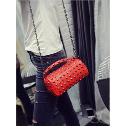 Fashion Rivet PU Leather Bag Women Messenger Bags Female Crossbody Bags Clutch Purse and Handbag Bolsa Feminina Dollar Price