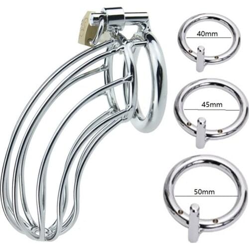 304 Stainless Steel Metal Chastity Cage Men Penis Ring Mesh Stainless Steel Cock Male Belt Men Adult Games Sex Toys 40/45/50MM