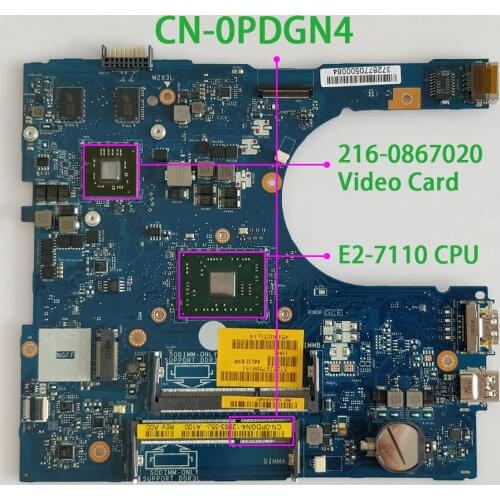 Genuine CN-0PDGN4 0PDGN4 PDGN4 w E2-7110 CPU Graphics AAL12 LA-C142P Laptop Motherboard for Dell Inspiron 5455 5555 Notebook PC