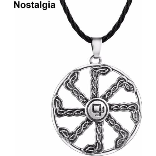 Nostalgia Slavic Kolovrat Symbol Amulet Viking Rune OTHALA Pagan Witchcraft Pendants Jewelry Making Vintage Necklace