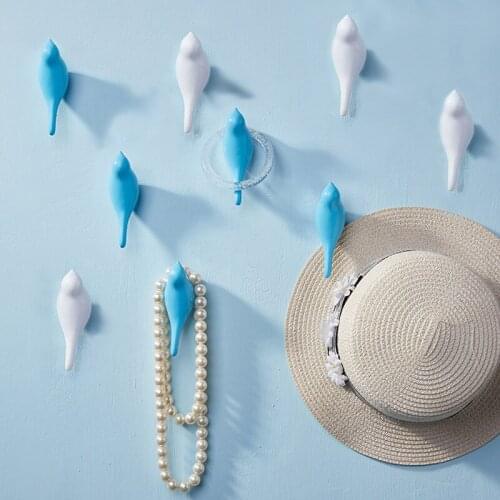 New Creative Bird Shape Wall Hooks Home Decoration Resin Wood Grain Hook Storage Rack Bedroom Behind Door Coat Hat Hanger