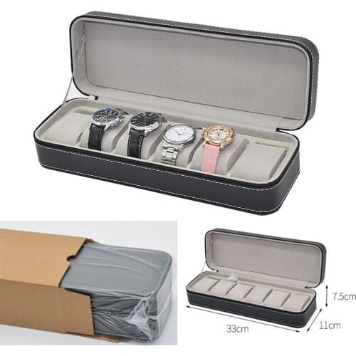 6 Slots PU Leather Watches Storage Box Watch Jewelry Collection Organizer Case Wristwatches Holder Gifts Dislpay