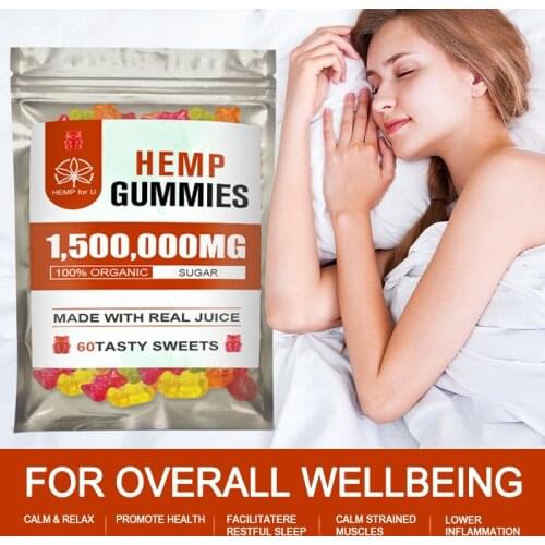 Hemp for U 60pcs Organic Hemp Candy Sweet Bear Candy Rich in Vitamins B/E Office Snacks Relieve Stress & Anxiety