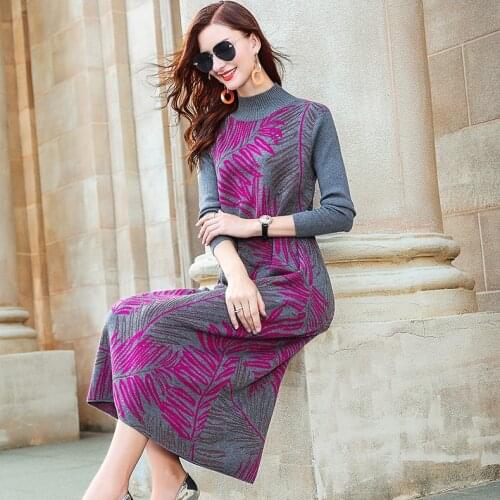 ZUOMAN New female autumn/winter 2020 half a turtle neck long sleeve knit dress wool dress in knee-length dress dress