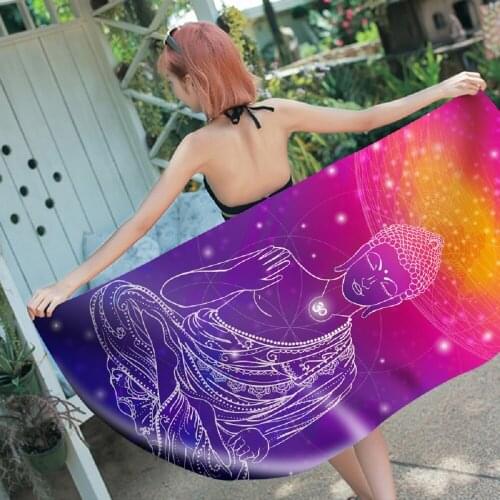 Rainbow Buddha Print Beach Towel Bohemia Style Tapestry Yoga Picnic Mat Mandala Thin Blanket Microfiber Rectangle Tableclothes