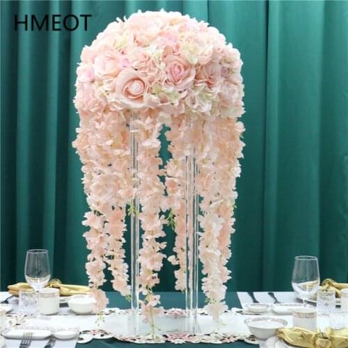 Customizable Rose Artificial Flower Ball With Hanging Cherry Vine Wedding Table Centerpieces Decor Bouquet Flowers Arrangement