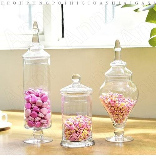 Tall Feet Clear Glass Bottle Creativity European Wedding Decoration Ornaments Coffee Table Candy Snacks Storage Jar with Lid
