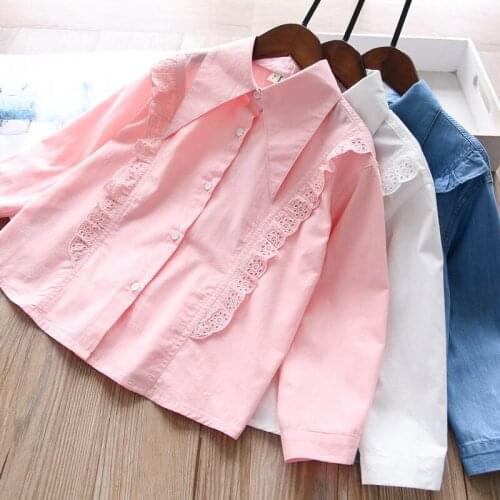 Girls ruffles shirts baby girl top wholesale children cotton blouses
