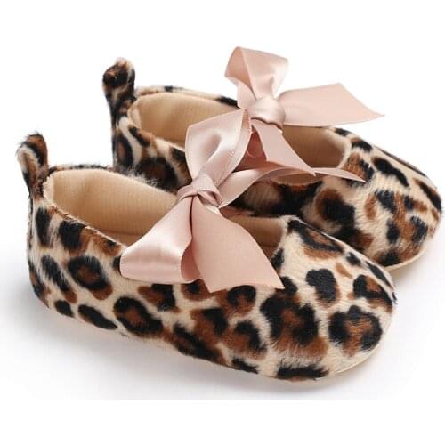 SAGACE Toddler Cute Girl Leopard Print Tie Soft Leopard Print Tie Soft Newborn Anti-slip Baby Shoes Soft Sole Kids Footwear 1231