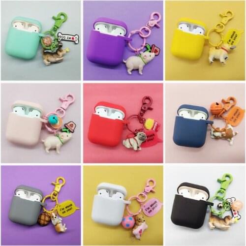 Cartoon dog Silicone Case for Apple Airpods Bluetooth Earphone Accessories Airpods Headphone Protective Cover Keychain
