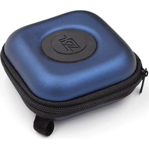 KZ PU bag high quality blue headset logo bag 85mm x 85mm x 40mm storage box