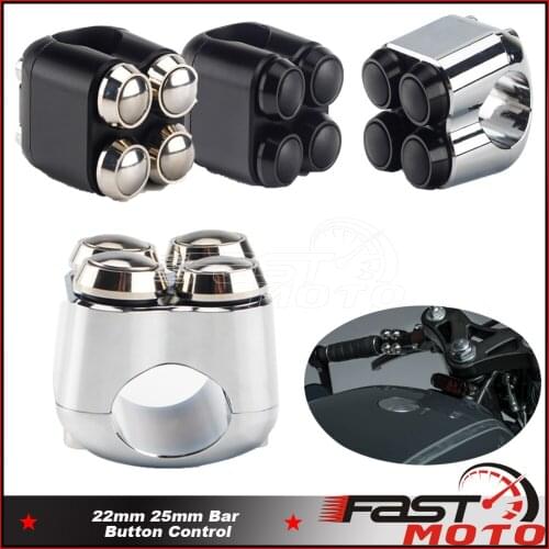 Cafe Racer Chrome Black 25mm 22mm Universal Swich Push Button Controller Motorcycle Parts 4-Button Control Swich 1'' Handlebar