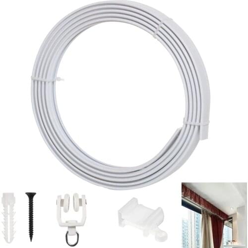Top/Side Clamping 4m Curtain Track Rail Flexible Ceiling Mounted For Straight Slide Windows Balcony Home Decor Accessories