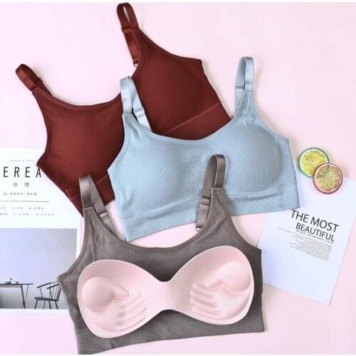 Women Sexy Crop Tops Tube Top Solid Color U-Neck Sports Underwear Athletic Undergarment Female Sport Bra Free Size