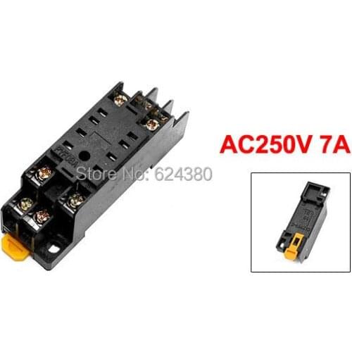 1 Pack (10 pcs / Lots ) x AC 250V 7A 35mm DIN Rail Flat 8 Pins 8P Genaral Purpose Power Relay Socket Base PYF08A