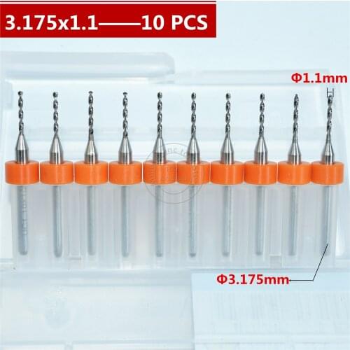 10PCS-3.175mm*1.1mm,CNC Computer machine tool,Print Circuit Board drill,woodworking router bit, Carbide Micro Drilling Bits