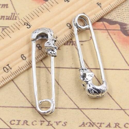 10pcs Charms Big Skull Skeleton Pin 46x14x9mm Tibetan Bronze Silver Color Pendants Antique Jewelry Making DIY Handmade Craft