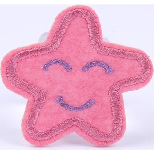 10pcs/lot Cartoon Pink Smile Face Patch Iron On Sew On Star Appliques Diy Garments Stickers Handmade Clothing Badge for bags