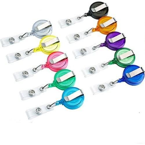 2pcs Retractable Pull Badge ID Lanyard Name Tag Card Badge Holder Reels Key Ring Chain Clips School Student Office Tool Kit