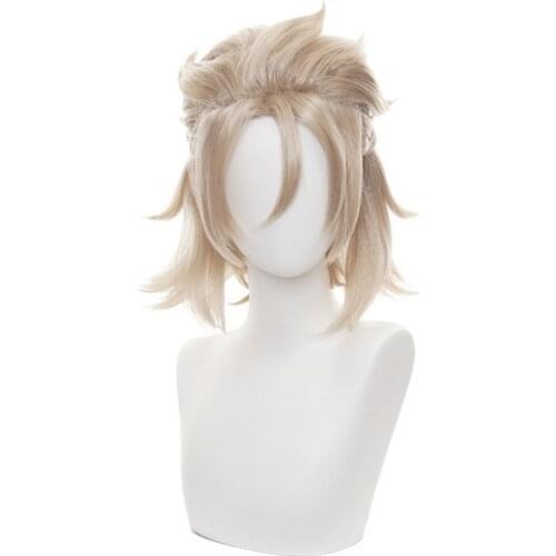 2021 Anime Game Genshin Impact Albedo Cosplay Wig Synthetic Hair Project Hallloween Party Wigs Adult
