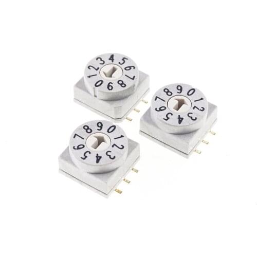 5pcs 10 Pin Rotary Dip Switch BCD 10 Position Surface Mount for Tool Actuator 150 mA 42 VDC SMT Reflow Solder Cross RDTAR10S1R