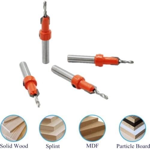 6PC Woodworking Screws Chamfering Wood Hole Drill Bits Tool Set Wood Plastic Power Tool Round Shank HSS Countersink Drill Bit