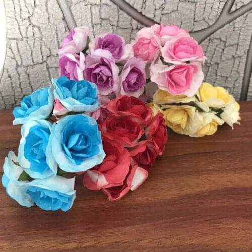 60 Flower Heads/3.5CM Small Paper Flowers Artificial Roses Bouquet For DIY craft Scrapbooking,Wedding crafts flores,Candy Box