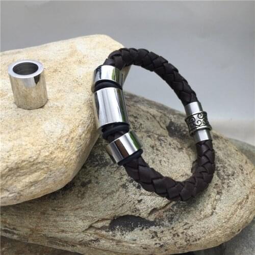 8.78mm Hole 316l Stainless Steel Shining Big Cylinder Bead Fit Original Charm Leather Bracelet DIY Jewelry Making (Only Bead)