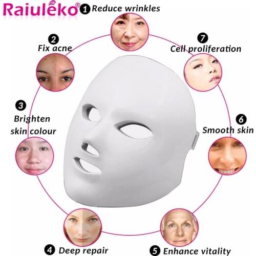 7 Color Whitening Beauty Machine Light Photon LED Facial Mask Skin PDT Skin Rejuvenation Anti Acne Wrinkle Removal Therapy Salon