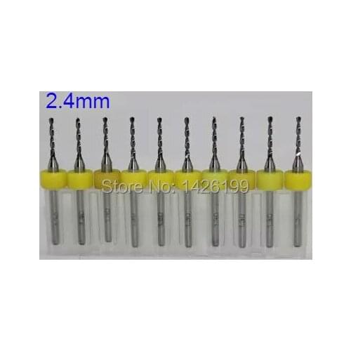 Free Shipping 10Pcs 2.4MM Import Carbide PCB Drill Bits, Print Circuit Board Mini CNC Drilling Bit Set, Woodworking Tools