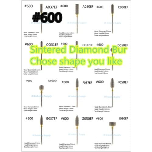 10pcs #600 Sintered diamond burs 2.35mm shank Please remark the number when you order