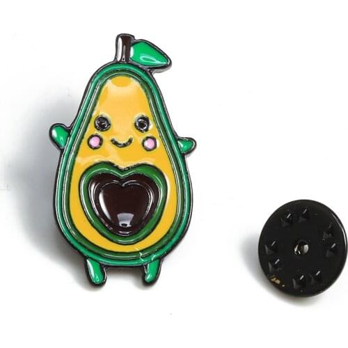 Green Avocado Enamel Pins Cartoon Fruit Heart Brooches For Women Men Clothes Lapel Button Badge Cute Jewelry Accessories Gifts