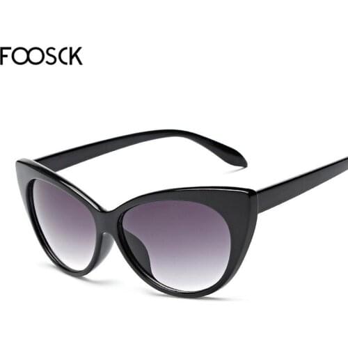 FOOSCK Luxury Cheap Cat Eye Sunglasses Women Fashion Vintage Sun glasses Brand Design Eyewear UV400