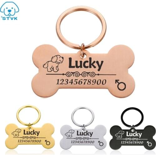 Bone Shape Personalized Pet ID Dog Tags Anti-lost Free Engraved Cat Collar Accessories Kitten Collars Puppy Customized ID Tags
