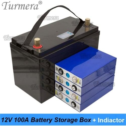 Indicator 12V Battery Storage Box for 3.2V Lifepo4 Batteries 100Ah Assemble to Solar Panel or Uninterrupted Power Supply Turmera