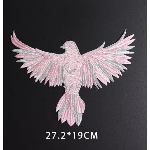 Exquisite Animal Peace bird Embroidery dove Patch wholesale Sew On Clothes Applique for DIY Clothing Accessory Patch