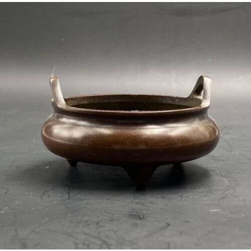China brass Binaural Incense burner crafts statue