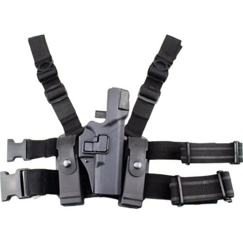 Tactical Level 3 Lock Duty Pistol Waist Belt Gun Holster Military Leg Holster Right Thigh Paddle With Magazine Pouch Glock17 19