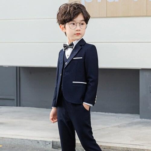 Toddler Boys Suits Kids Fashion Blazer Trousers Shirt Vest Tie 5 Pcs Wedding Formal Suit Child Gentleman Clothes Set 2-9 Years