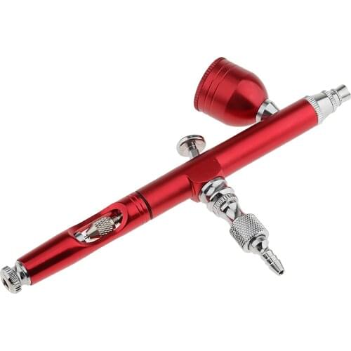 0.3mm Dual-action Gravity Feed Spray Gun Airbrush Tattoo Nail Paint Kit Red