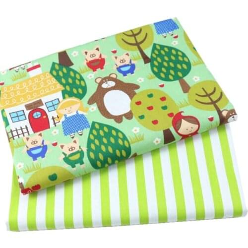 50*160 cm Bear Pig green Printed 100% Cotton Fabric,DIY Handmade Materials For Baby Kids home textile Quilting Bedding Making
