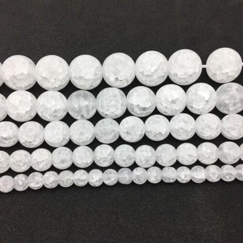 Matt Frosted Crackle Glass Crystal Beads Round Smooth Spacer 6mm 8mm 10mm 12mm Pick Size DIY Jewelry