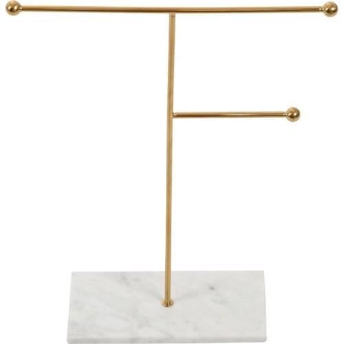 Nordic Metal Golden Storage Rack with Marble Base Chic Ins Modern Jewelry Ring Necklace Earring Display Rack Holder Desk Decor