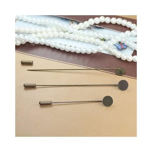 Mibrow 20pcs 6.5 9.3cm Copper Brooch Base Blank 10mm Flat Cabochon Settings Tray Hat Pins Brooch Lapel Pin Base Diy Jewelry Craf