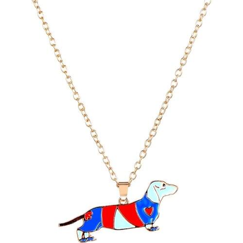 Lovely Colorful Printing Cat Dog Pendant Necklace For Women Men Costume Sweater Chain Female Jewelry Wholesale Drop Shipping