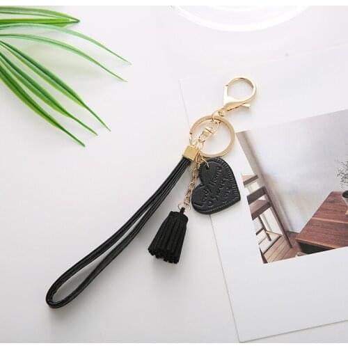 Fashion Heart Key chain PU LeatherHolder Tassel Llavero Jewelry Gift Charm Porte Clef Women Jewelry AcessoryEH133