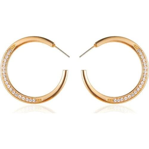 Fashion Gold Silver Color C Shape Zircon Stud Earrings for Women 2020 Trendy Jewelry Ladies Party Earring Simple Accessories