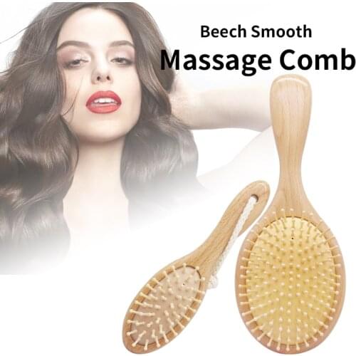 Natural Hair Care Healthy Bamboo Comb Scalp Massage Anti-static Tangle Hairbrush Wooden Paddle Hair Brush With Air Cushion